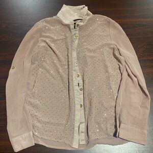 Tan Studio F Jacket with gold polka dots Woman size Unknown